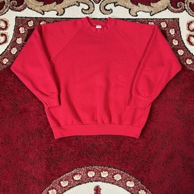 Sudadera Raglán Roja Carmesí Fruit Of The Loom De Colección Talla L Hecha en EE. UU. - Imagen 1 de 4