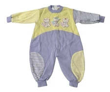 Vintage Lightning Bug Baby Romper Kitty Cats Pastel Bows Purple Yellow 18 Months