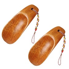2 Pcs Natural Wood Shoehorn Lifter Portable Comfort Grip Short Horns