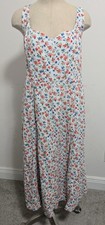 Old Navy Women Linen Blend Fit & Flare Floral Midi Dress XL Cottagecore Feminine