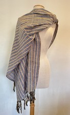Mexican Rebozo Cotton Algodon White Yellow Black Blanco Amarillo Shawl Wrap