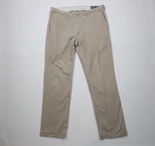 Vintage 90s Ralph Lauren Mens 38x34 Distressed Wide Leg Chino Pants Beige Cotton