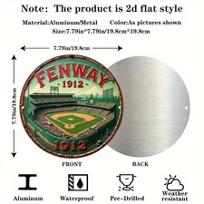 2D Flat- Fenway 1912 Century Commemorative Poster, 7.79x 7.79inch Round Aluminum