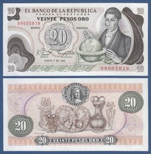 COLOMBIA / COLOMBIA 20 Pesos Oro 1982 UNC P.409 d