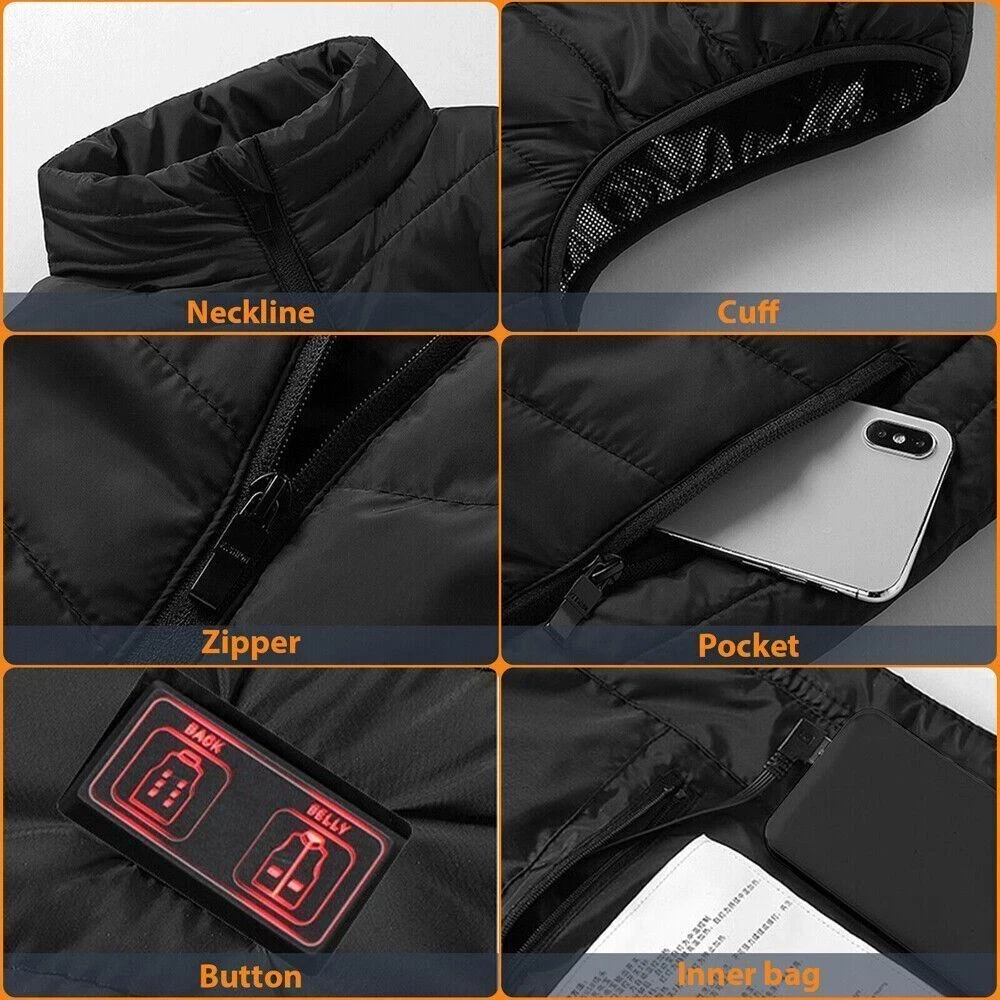 Heated Vest 9 Heating Zones With 10000mAh Battery Pack Electric Heating Vest US image 13