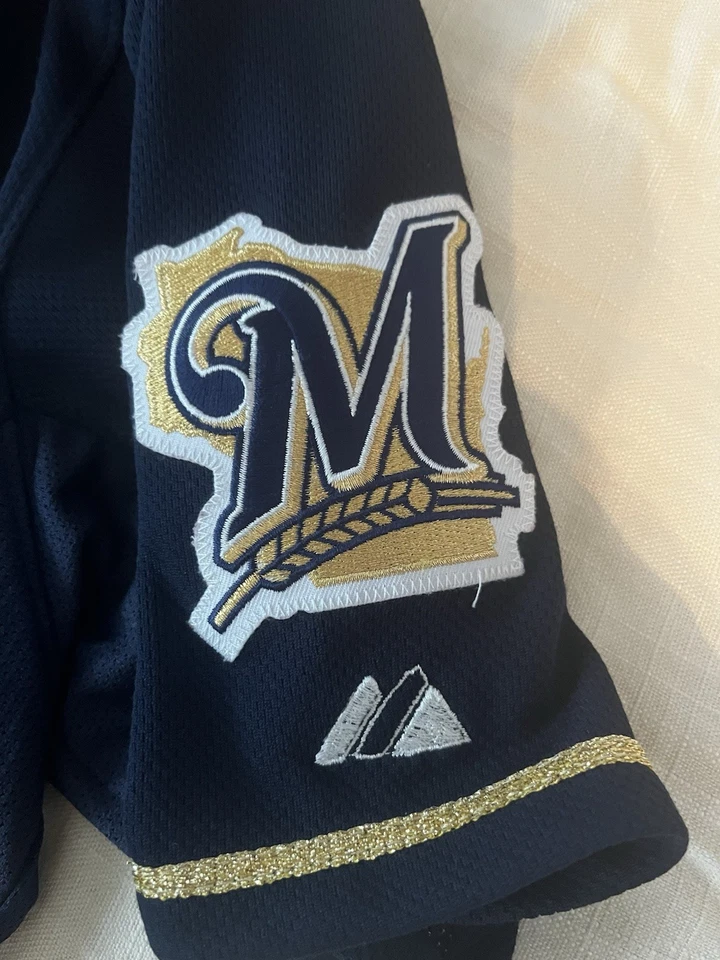 Camiseta Majestic Milwaukee Brewers Ryan Braun #8 Cosida Auténtica Talla 48 Foto 3 de 4