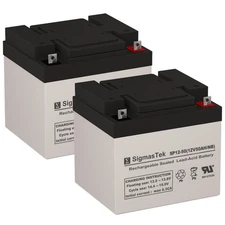 Set of 2x Sealed Lead Acid AGM SigmasTek Batteries 12V 50Ah NB, Rechargeable