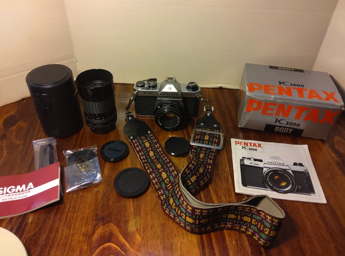 PENTAX K1000 Camera, w/50mm f/2 Lens, Sigma 35-70mm New Battery