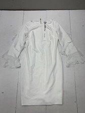 Calvin Klein Womens White Back Zip Dress Size 10