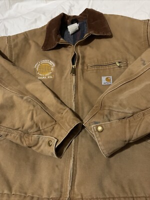 99 VTG Carhartt Detroit Jacket J01-Brn 54 Measurement USA Made
