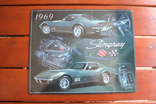 Blechschild  ca 30 x 38 cm Chevrolet Corvette Stingray 1969  V8 Muscle Car