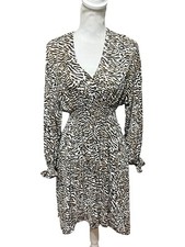 Current Air Los Angeles Animal Print Long Sleeve Dress Asymmetrical Smocked XS