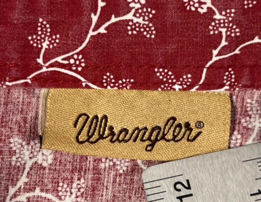 Wrangler Western Pearl Snap Shirt Youth XL Red Embroidered Geometric Rodeo - Image 3 of 4