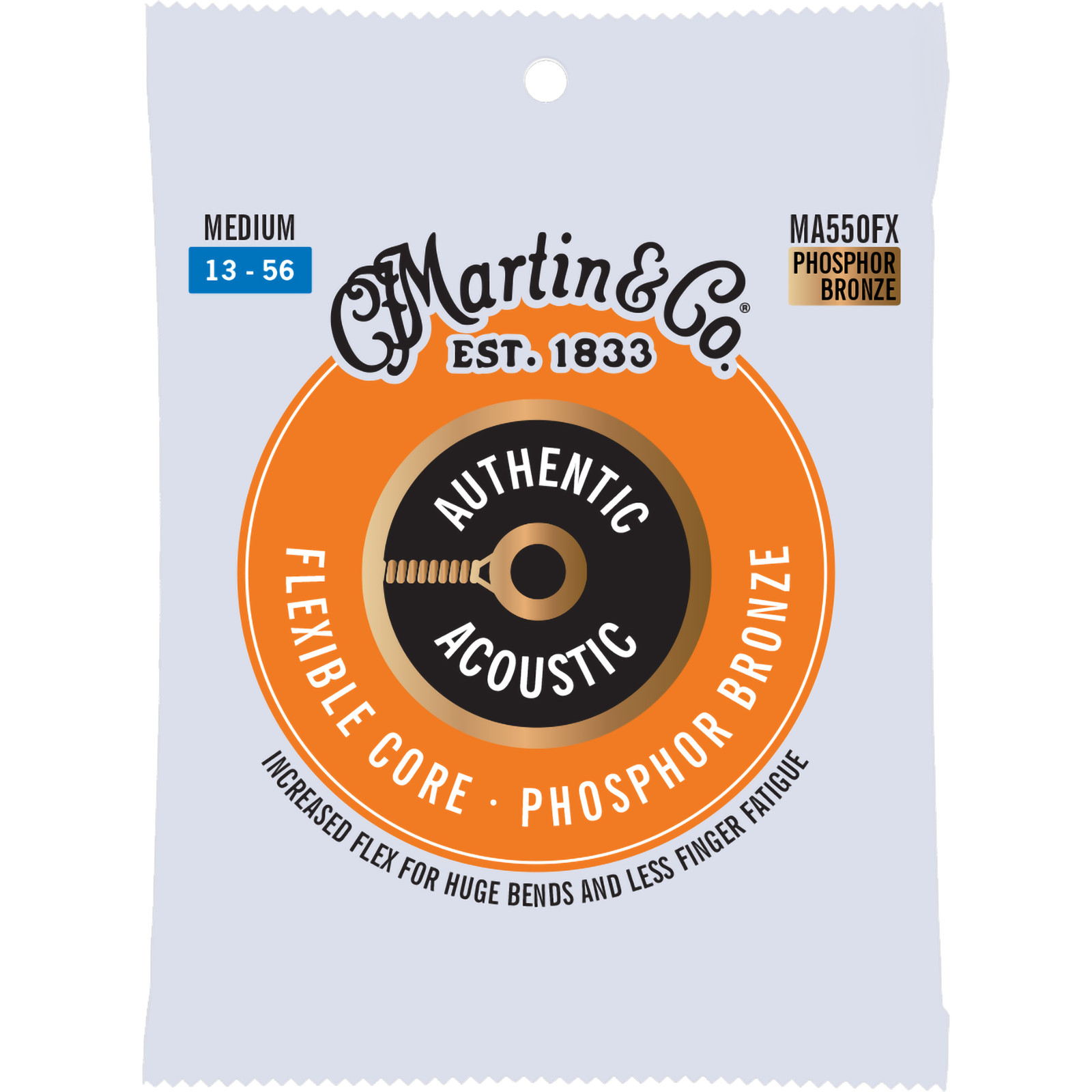 Оригинальные акустические струны Martin MA550FX с гибким сердечником люминофорная бронза средний размер 2190₽