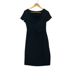 BROOKS BROTHERS sz Small Sheath Midi Dress Cowl Neck Black