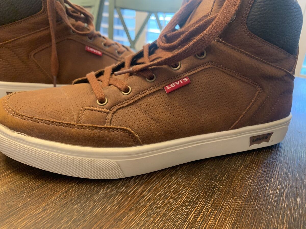 LEVIS Brown Leather Lace Up Hi Top Shoes Boots Men's Size US LEVIS Brown Leather Lace Up Hi Top Shoes Boots Men's Size US