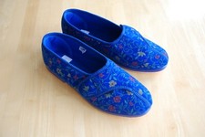 New GBS Ladies Wilma Wide Fit Floral Fabric Rubber Sole Washable Slipper UK 8