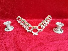 12 Beaux Ronds De Serviette, + 2 Bougeoirs, Fleurs, Porcelaine