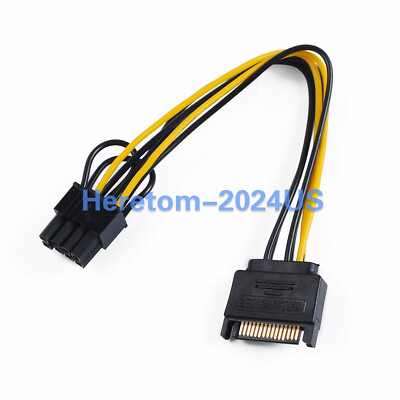 Lot 15pin SATA Male to 8pin(6+2) PCI-E Video Card Power Adapter Cable 20CM 