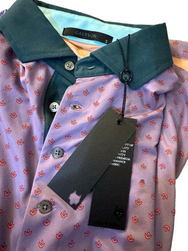 Neu mit Etikett Greyson Polo Herren Small Golf Frühling Garten Windblume Kurzarm Wolf - Bild 4 von 15