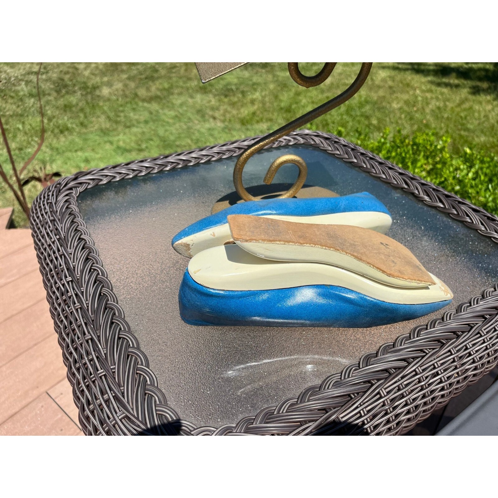 Vtg Herbert Levine KABUKI Shoes 50’s 60’s Robin Egg Blue White Leather Platform image 8