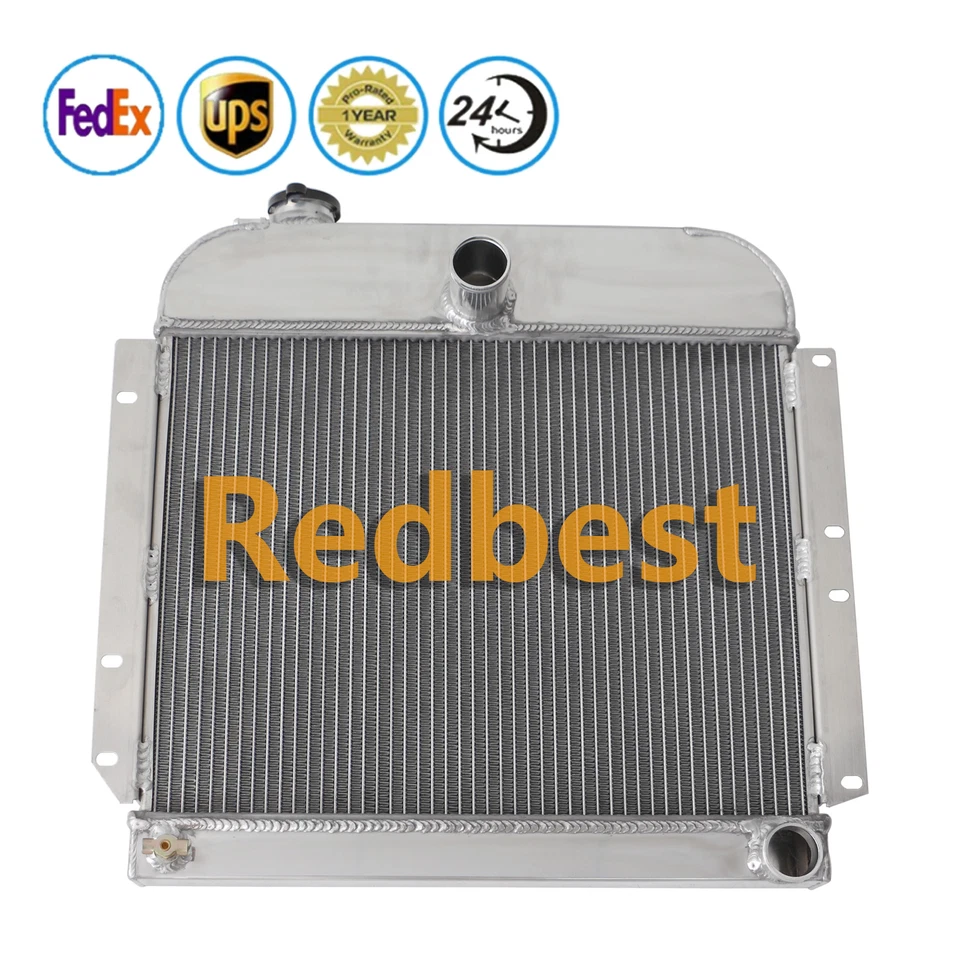 Radiador de aluminio de 3 filas apto para 1951-52 Plymouth Cambridge Concord Cranbrook 3,6 L I6 Foto 2 de 4