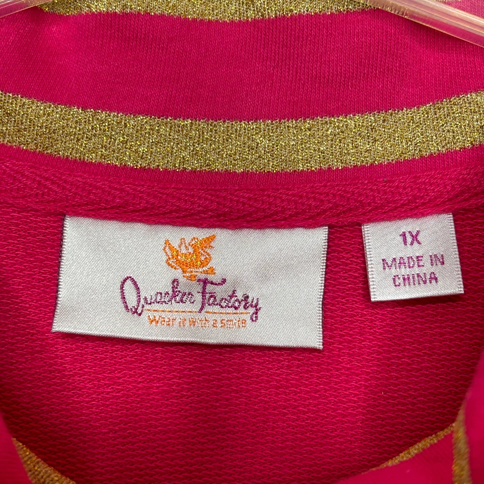 Chaqueta Quacker Factory Mujer 1X Oro Rosa Estrás Cremallera Cómoda Topper de Crucero Foto 2 de 4