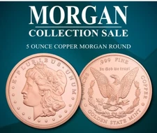 5 oz MORGAN .999 FINE COPPER BU Round Coin Golden State Mint - IN STOCK!!