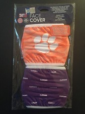 Clemson Tigers 2 Pack Adult Cloth Face Mask Covering -50% Off SRP-FREE S&H