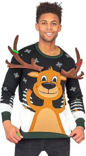 Adult Unisex Reindeer Ring Toss 3D Ugly Christmas Sweater Novelty Xmas Pullovers - Picture 3 of 12