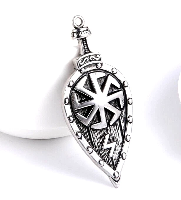 Viking Amulett  Schild Anhänger Retro Kolovrat Slawisch Celtic Sonnenrad - Bild 3 von 4