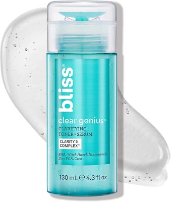 Bliss Clear Genius Clarifying Toner + Serum - 4.3 Fl Oz - Purifies Pores, Tones,