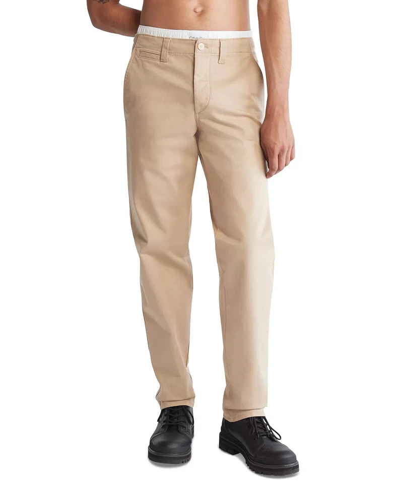 Chino utilitario para hombre CALVIN KLEIN 100 % algodón pimienta blanca 34 x 34 Foto 2 de 2