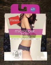 Hanes Microfiber With Lace 2 Pack Cheeky Bikinis Tan Black Size XL/8 New