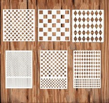6PCS Checks Dots Stencils, Harlequin Checkerboard Stencils Assorted Sizes