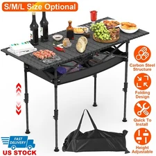 Folding Camping Table Outdoor Roll-up Table Height Adjustable for Picnic Party