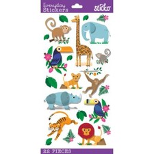 Crafts Sticko Stickers 3D Jungle Animals Giraffe Monkey Elephant Lion Tiger Bird