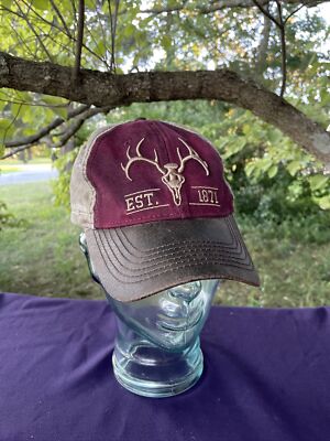 FIELD & STREAM Faux Leather Brim Baseball Cap Hat White Tail Buck