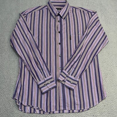 Daddy & Son Shirt Men's 2XL Button Up Purple Striped Long Sleeve Casual