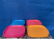 New Set 4 Tupperware Luncheon Plates 8  Square Raised Sides