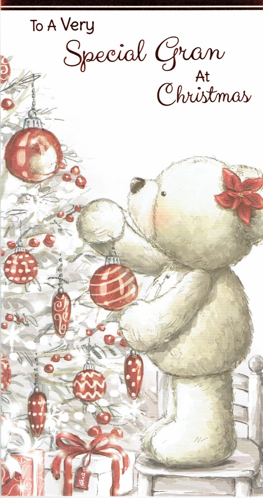 Special GRAN CHRISTMAS CARD  -  Quality Card Bear and Tree Design