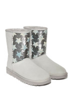 Ugg Australia Boots Classic Short Sequin Stars Booties Grey Violet 5 PREOWNED