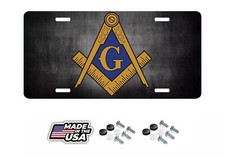 Fade Black Masonic License Plate Mason Freemasonry Truck Auto Car Tag Emblem