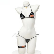 Anime Niji Bikini Swimsuit Cosplay Women Patent Leather Underwear Set Costume