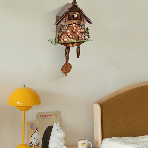 Wooden Cuckoo Wall Clock Singing Clock Vintage Alarm Clock European Style - Picture 8 of 12