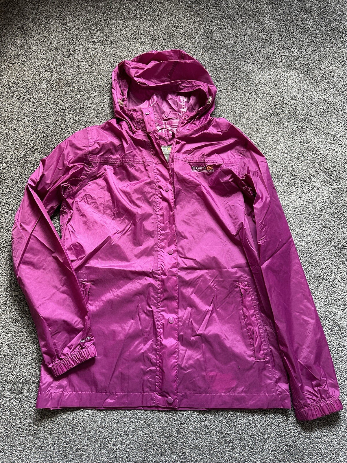 Womens Regatta Waterproof Jacket Size 14 Isolite Purple Hooded Zip Pocket (16)
