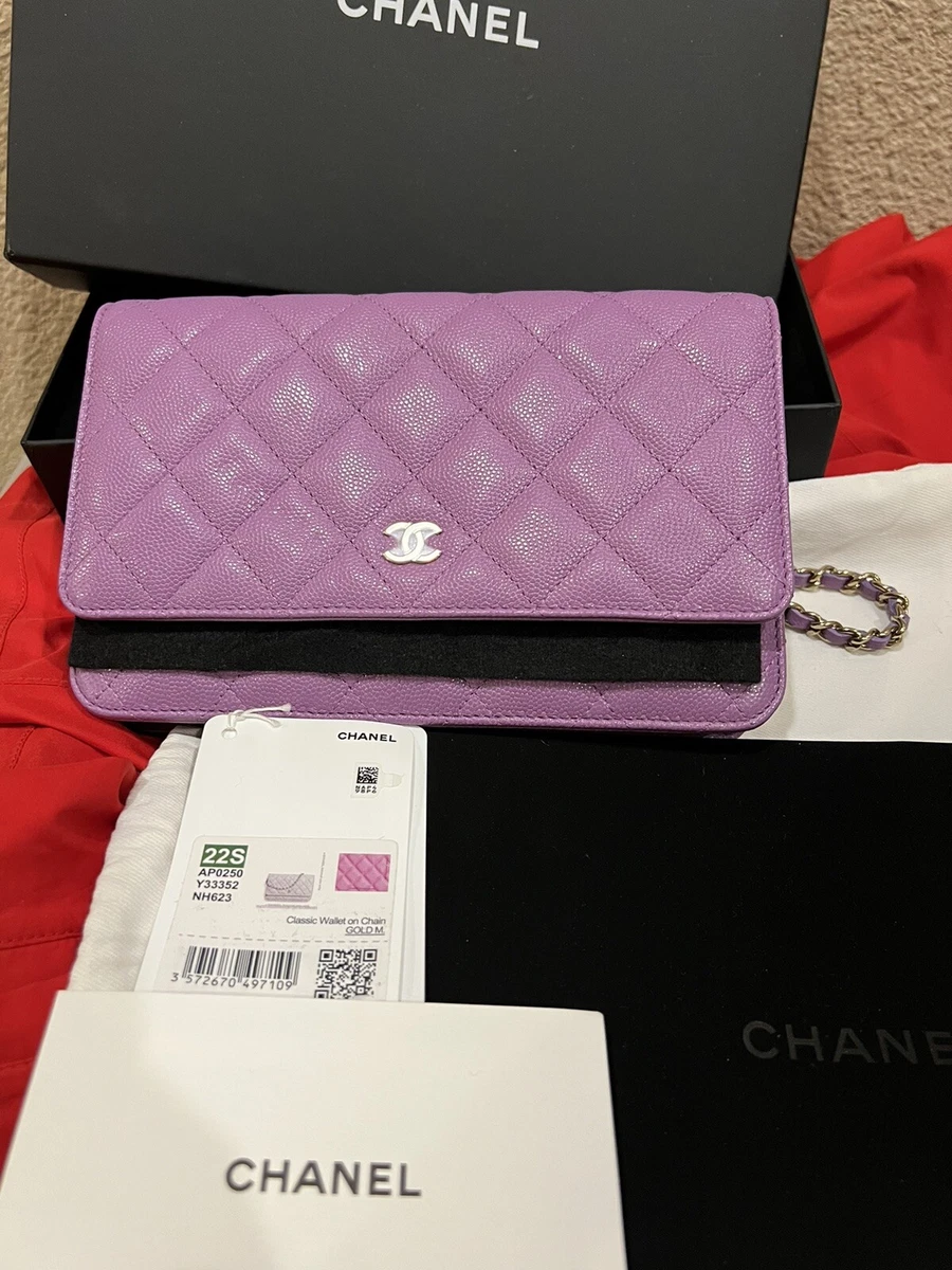 Chanel Metallic Purple Wallet on Chain with Antique Gold Hardware – Sellier