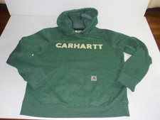 Carhartt Relaxed Fit Hoodie Green Youth Size M 8-10 Long Sleeve