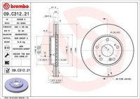 2X Brembo 09.C312.21 Bremsscheibe FüR Honda