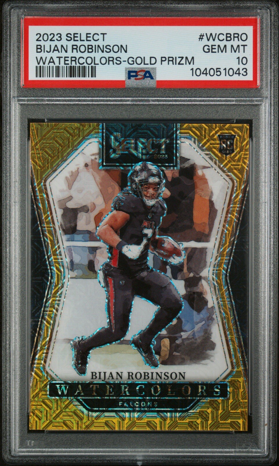 Bijan Robinson Panini Select Watercolors #WCBRO Gold Prizm